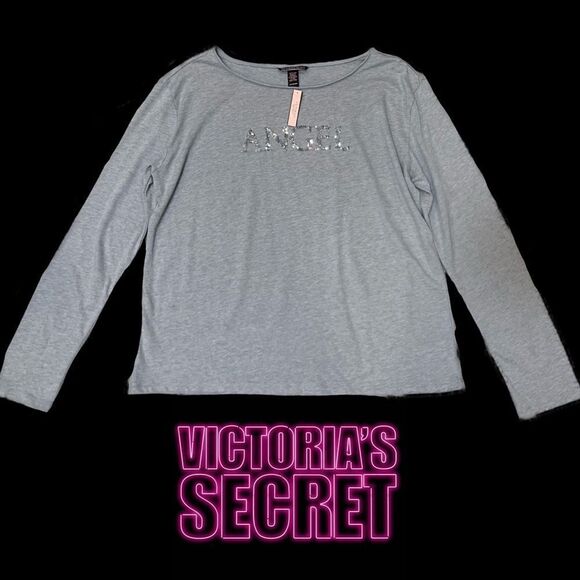 NWT women’s gray Victoria’s Secret long sleeve T-shirt w/angel logo sz L - Picture 5 of 14